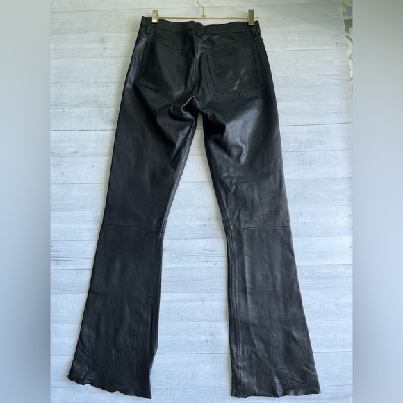 Vintage Genuine Black Soft Lamb Leather Flare Pants Size S - Picture 3 of 9